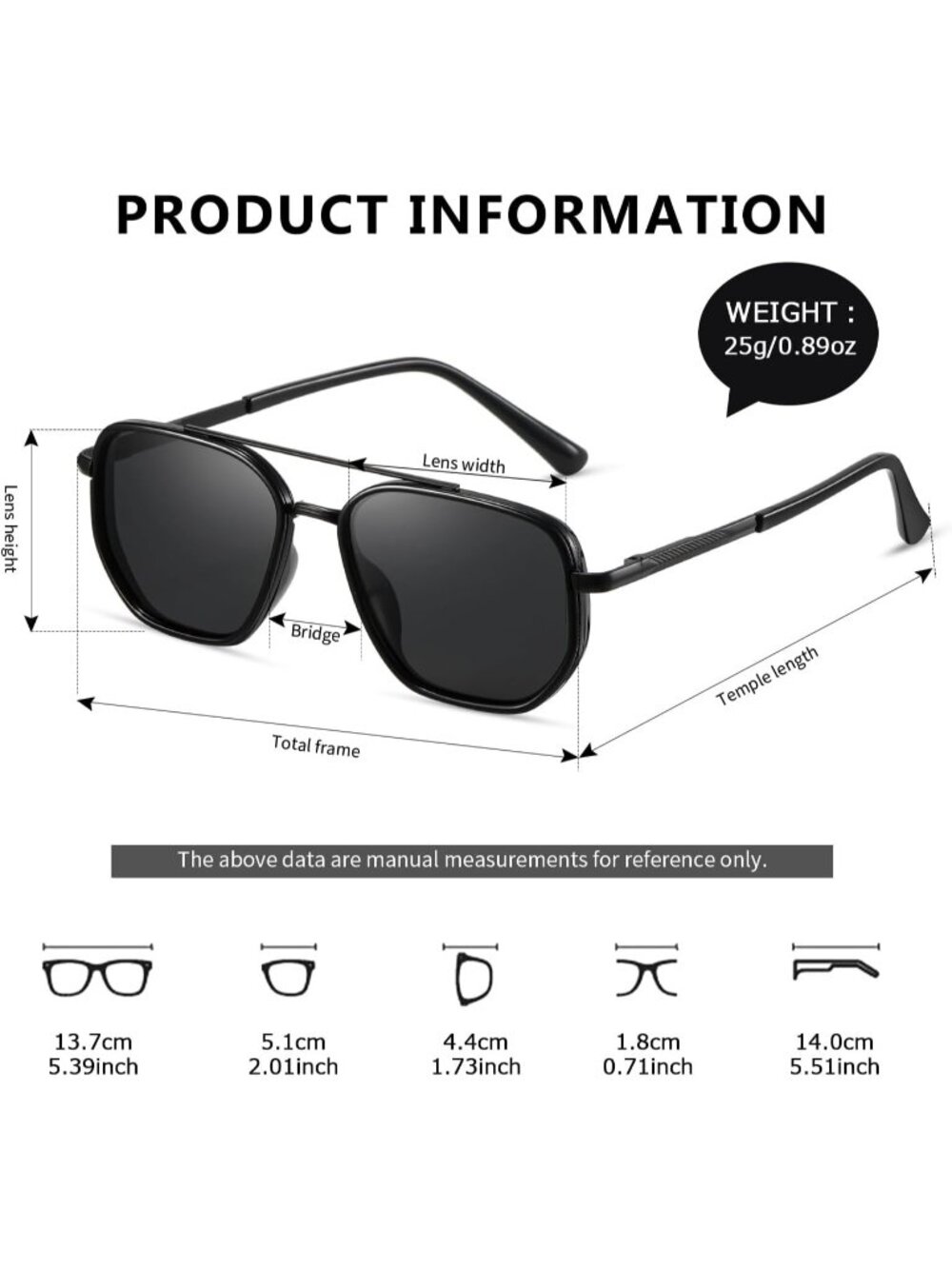 Women's Black Tangle Free Polarized Aviator Retro Square Metal Frame Sunglasses - Picture 5 of 6